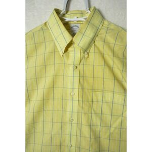Vintage Brooks Brothers Shirt Mens‎ Slim Fit 16-2/3 Yellow Plaid Long Sleeve 346